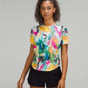 Lululemon High Neck Running & Training T-Shirt - No Limits White/Multi